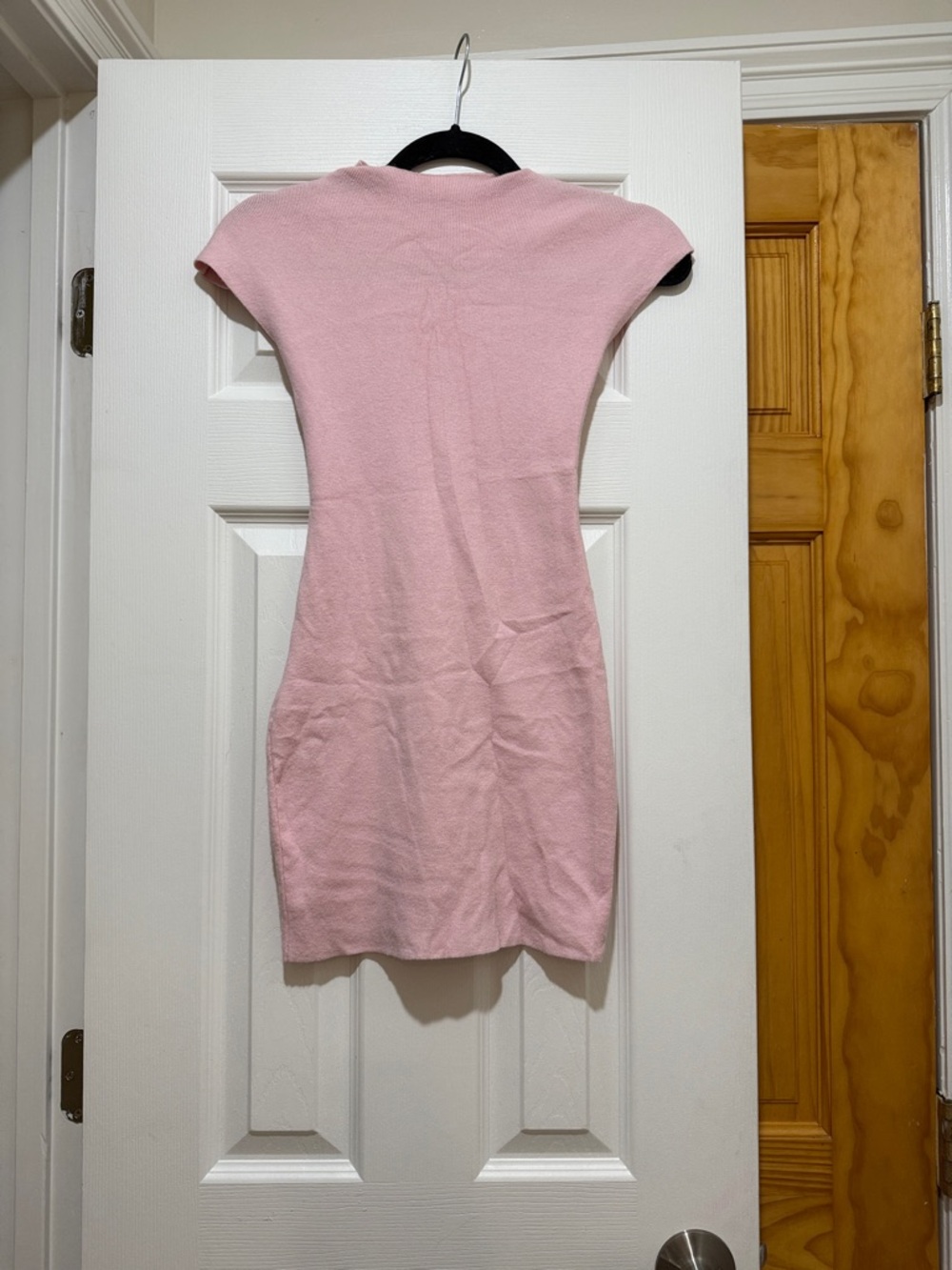 Feminine Pink Short Sleeve Bodycon Mini Dress